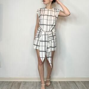 C/MEO COLLECTIVE Hands On Rope mini dress black rope print bow tie 2815